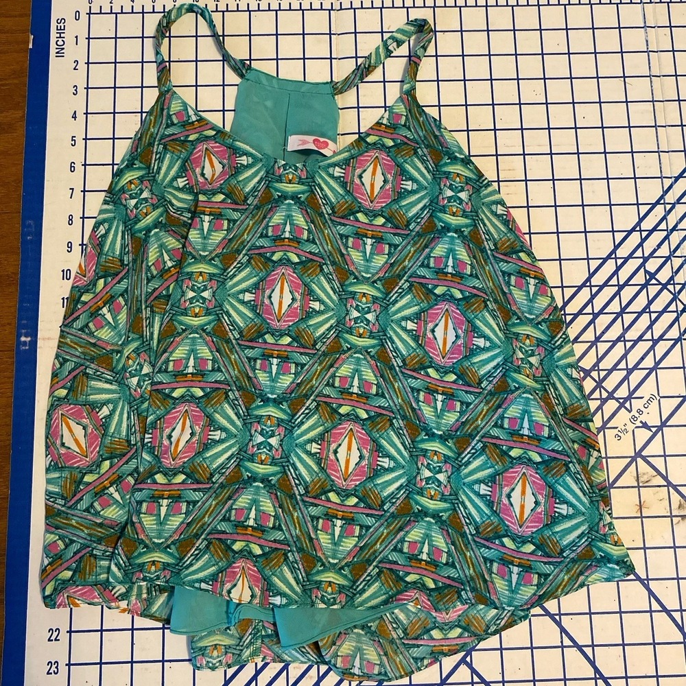Buddy Love Halter Tank Top Size Small Pink geometric Sleeveless Resort preppy